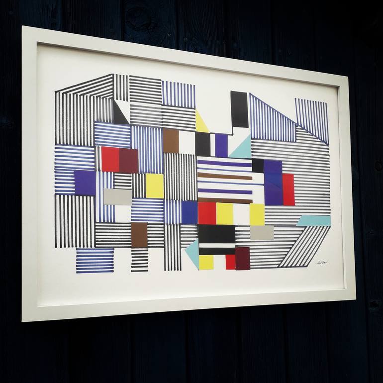 Original Cubism Abstract Drawing by Karin Hay White