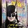 Batman street art painting on wood 40 x 30 cm ( acrylic, spray paint and gesso )