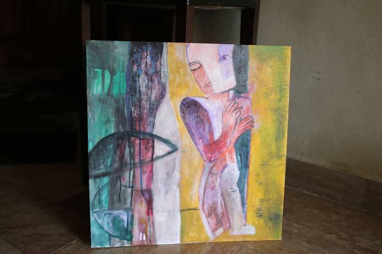Original Abstract Expressionism People Painting by Nasrin Barekat