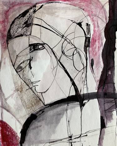 Original Abstract Expressionism People Drawings by Nasrin Barekat