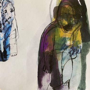 Original Abstract Expressionism People Drawings by Nasrin Barekat