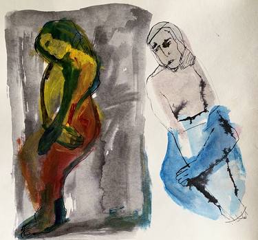 Print of Abstract Women Drawings by Nasrin Barekat