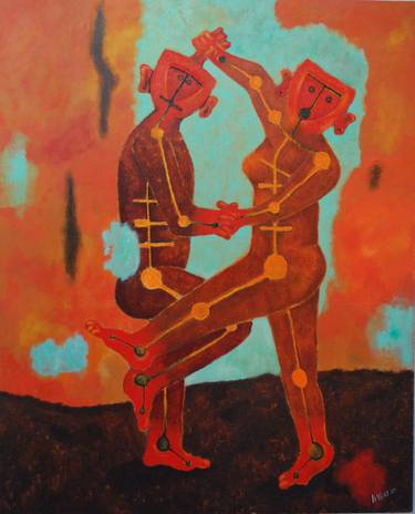 Original Surrealism Nude Painting by H Velez