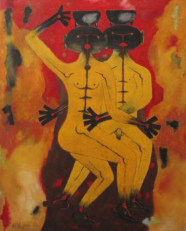 Original Surrealism Nude Painting by H Velez