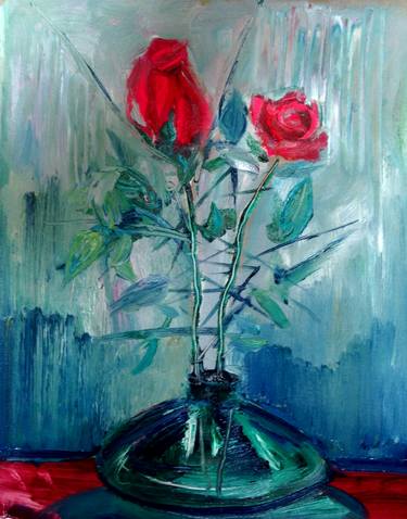 Original Fine Art Floral Paintings by Ramal Kazim