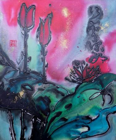 Original Abstract Botanic Paintings by Twyla Gettert