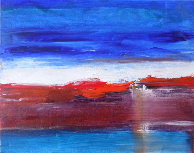 Sunset Ocean Blue Painting by Twyla Gettert | Saatchi Art