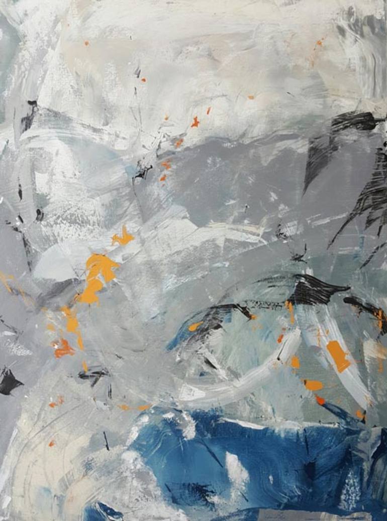 Surf's Play- Gray Blue Ocean Abstract Painting by Twyla Gettert ...