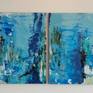 Each canvas of 40Hx60W diptych is 30Wx40H each, Water Reflections, original painting by Twyla Gettert
