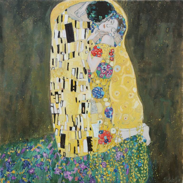 Kiss Copy of Gustav Klimt (SOLD) Painting by Juliya ZHUKOVA | Saatchi Art