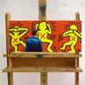Artwork on easel in studio