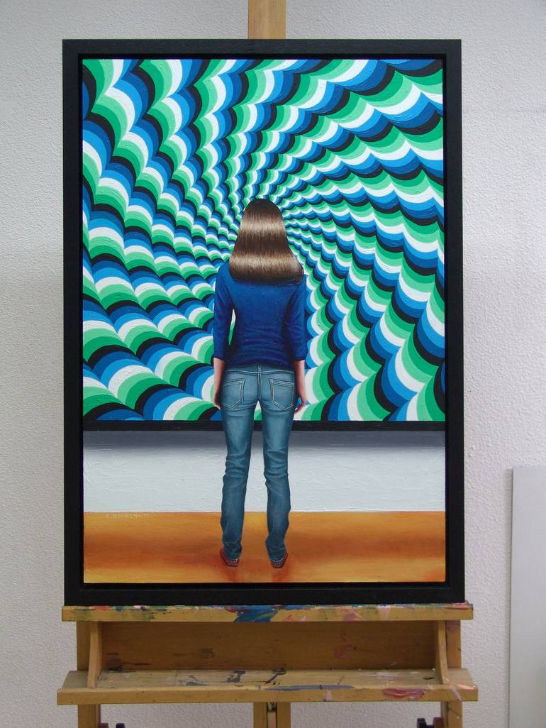 Original Op Art People Painting by Gerard Boersma