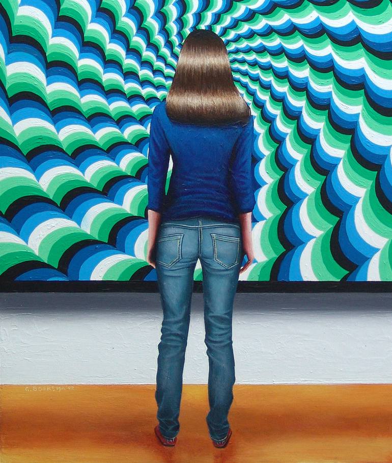 Original Op Art People Painting by Gerard Boersma