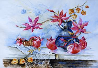Saatchi Art Artist Julia Zisman; Paintings, “Still life with pomegranates” #art