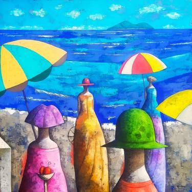 Original Abstract Beach Paintings by Osvaldo Herrera Graham