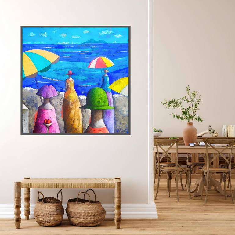 Original Abstract Beach Painting by Osvaldo Herrera Graham