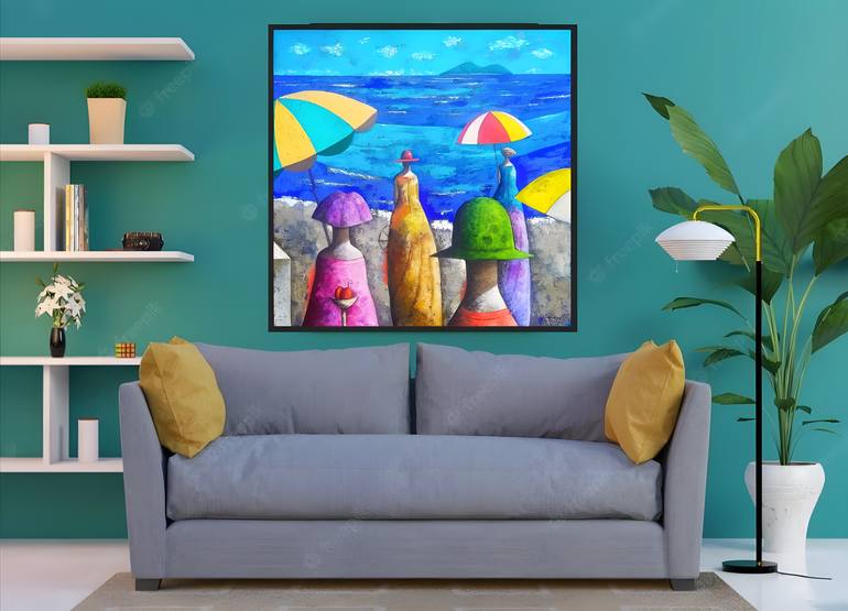 Original Abstract Beach Painting by Osvaldo Herrera Graham