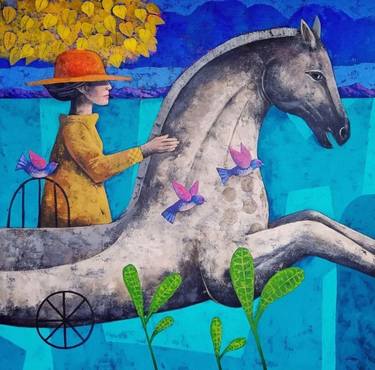 Original Contemporary Horse Painting by Osvaldo Herrera Graham