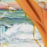 Background showing waves, sand, birds and Beachcombers forearm