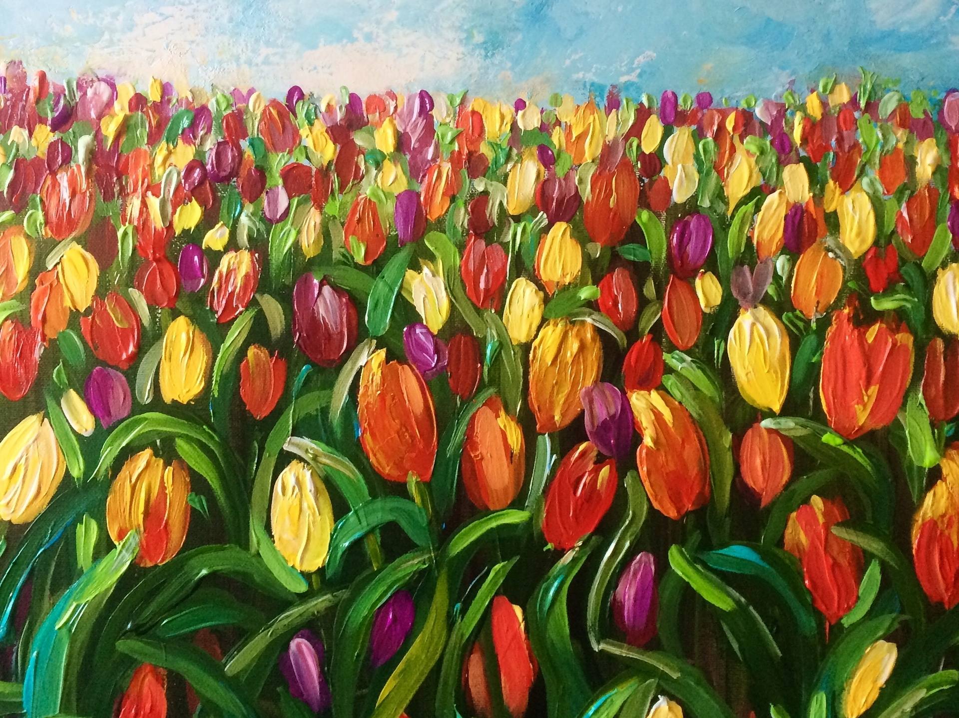 tulip field painting