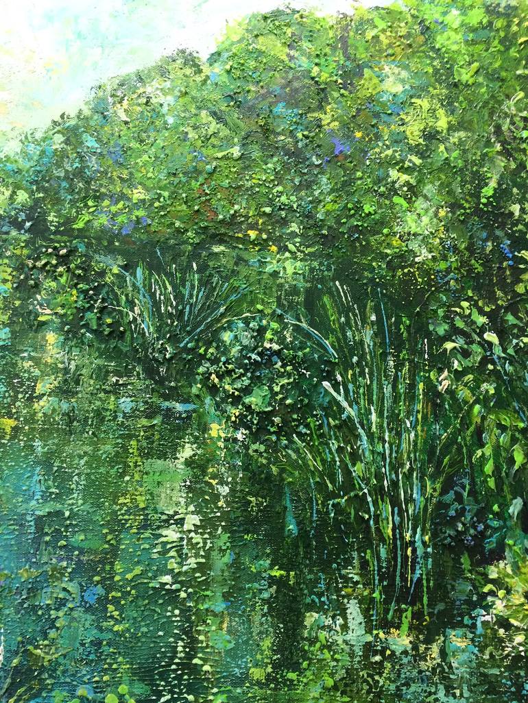 Riverbank Painting By Colette Baumback 