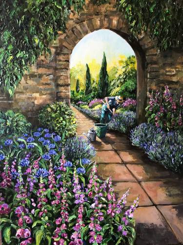 Original Impressionism Garden Paintings by Colette Baumback
