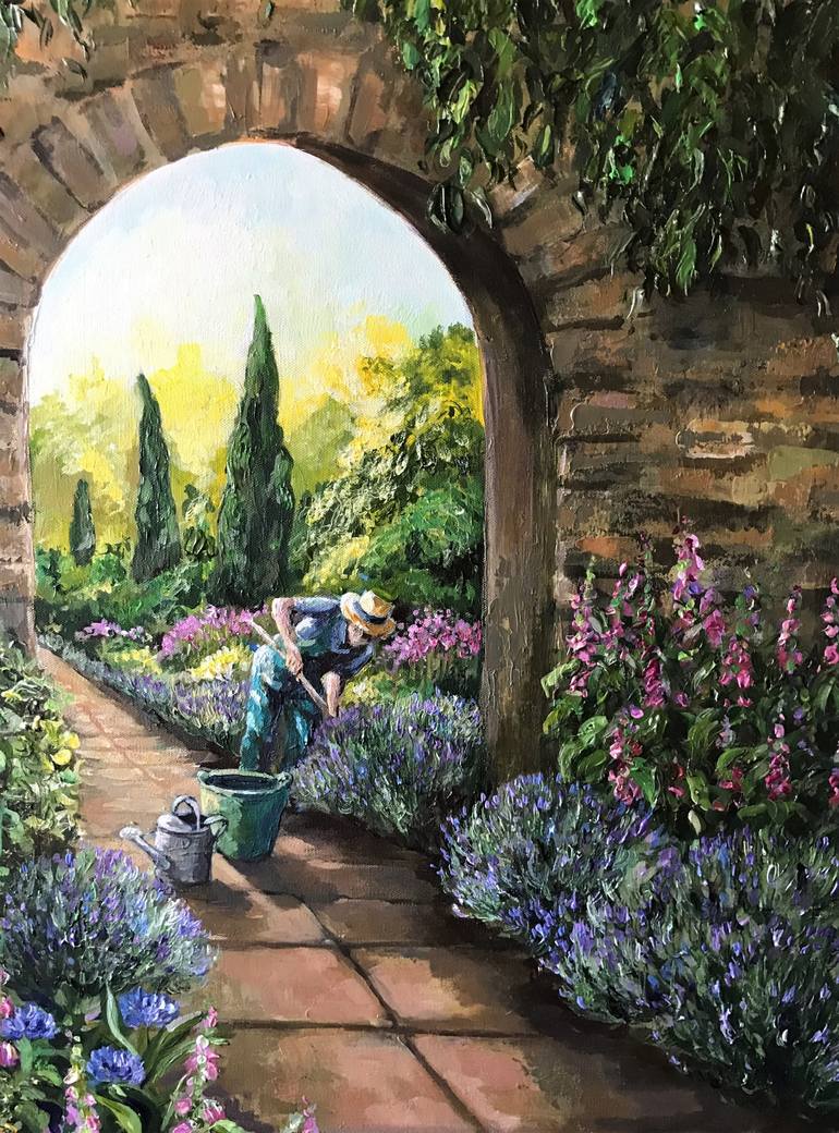 Original Impressionism Garden Painting by Colette Baumback