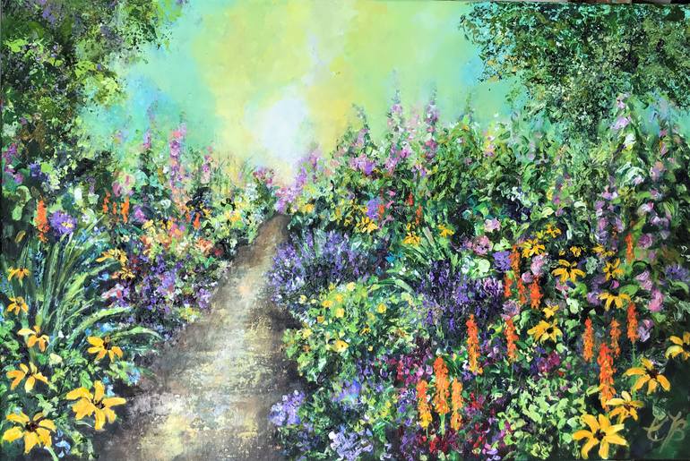 Original Impressionism Garden Painting by Colette Baumback