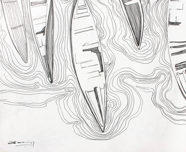Original Expressionism Boat Drawings by Biswajit Das