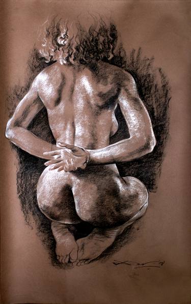 Original Figurative Nude Drawings by Biswajit Das