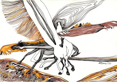 Print of Horse Drawings by Biswajit Das