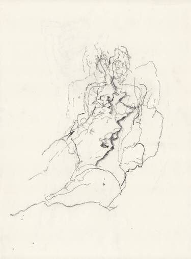 Nude woman drawing thumb