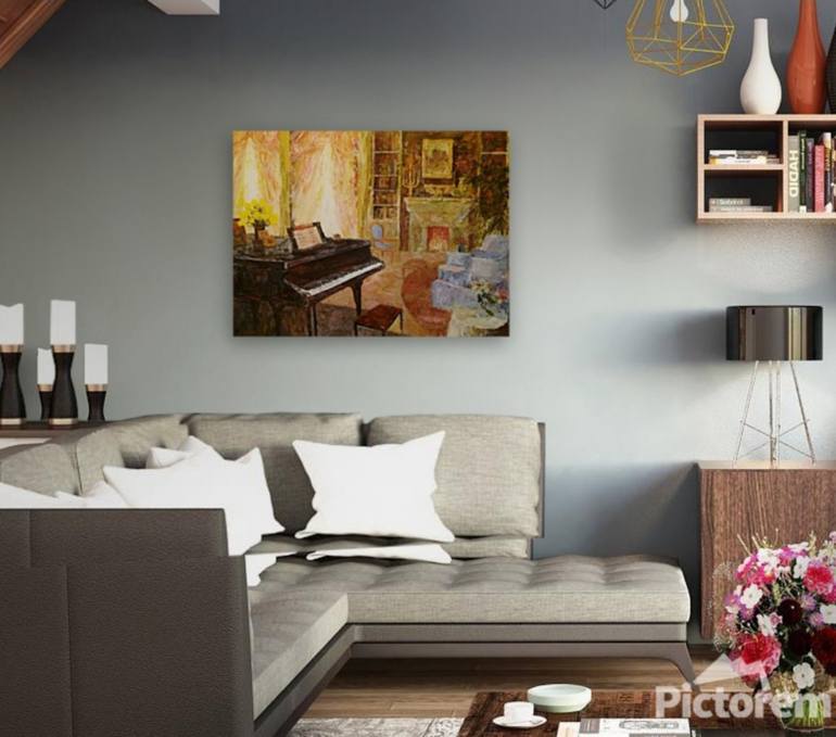 Original Impressionism Interiors Painting by Slobodan Paunovic