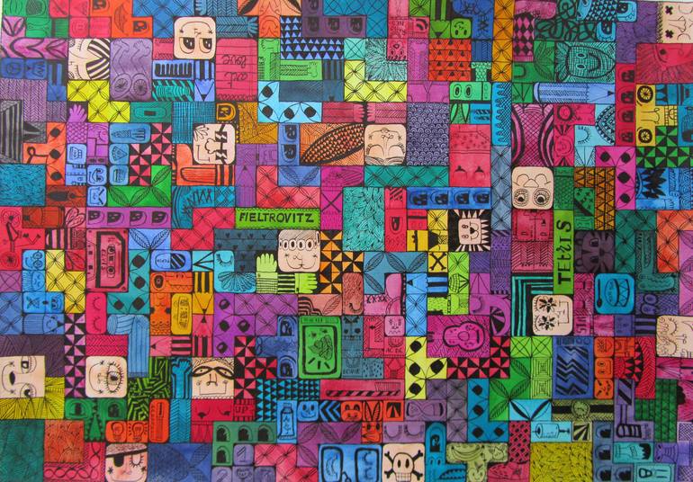 1/2 Tetris Painting by Teresa Fieltrovitz