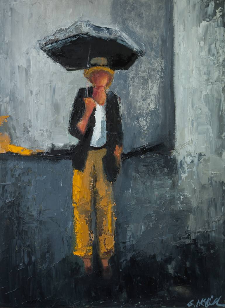 Raining in Soho Painting by Shelby McQuilkin | Saatchi Art