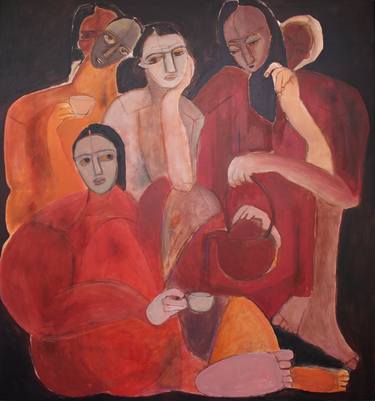 Original Art Deco People Paintings by Gulyás Edina