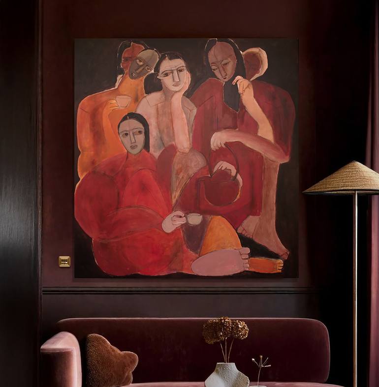 Original Art Deco People Painting by Gulyás Edina