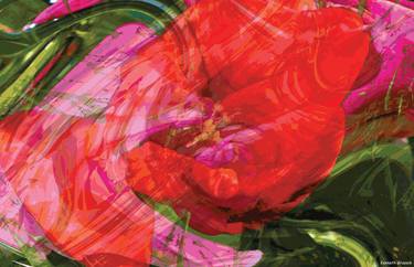 Print of Abstract Floral Mixed Media by Kenneth Grzesik