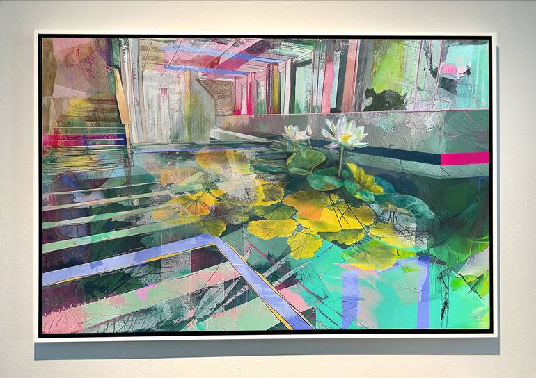 Original Color Field Painting Architecture Mixed Media by Abol Bahadori