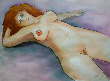 Nude on lavender sheets thumb