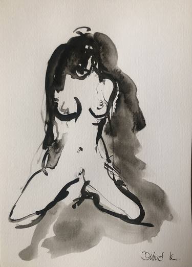 Original Expressionism Nude Drawings by Konrad Biro