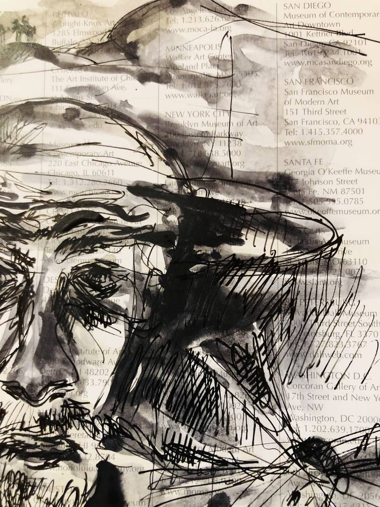 Original Expressionism Portrait Drawing by Konrad Biro