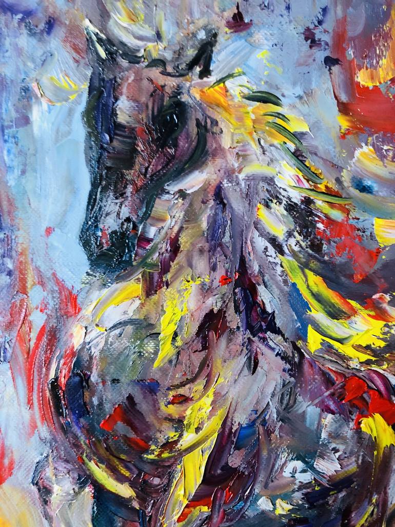 Original Abstract Horse Painting by Konrad Biro