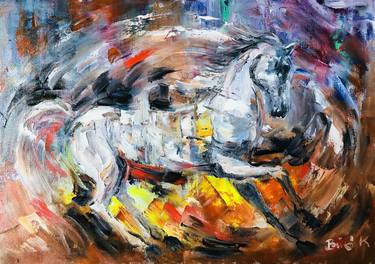 Original Abstract Horse Paintings by Konrad Biro