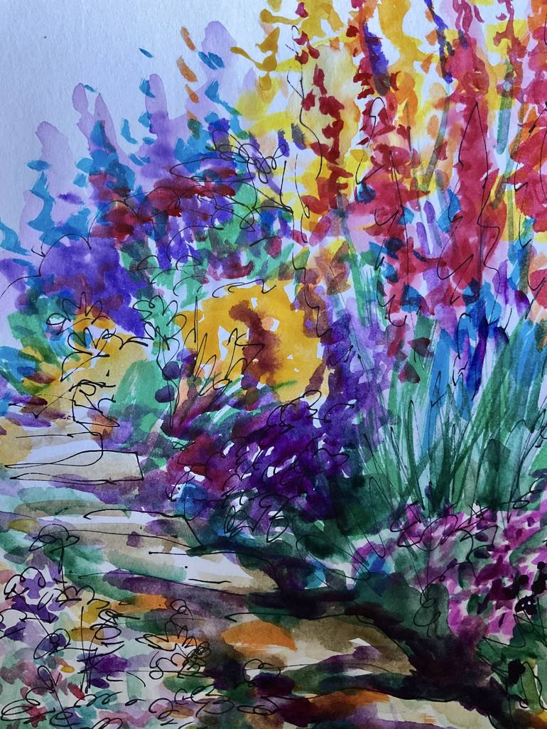 Original Garden Painting by Konrad Biro