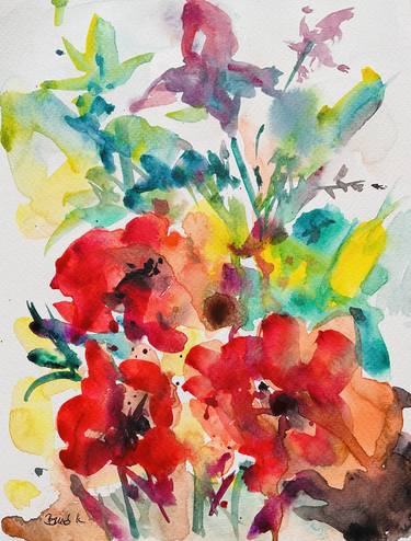 Print of Contemporary Floral Paintings by Konrad Biro