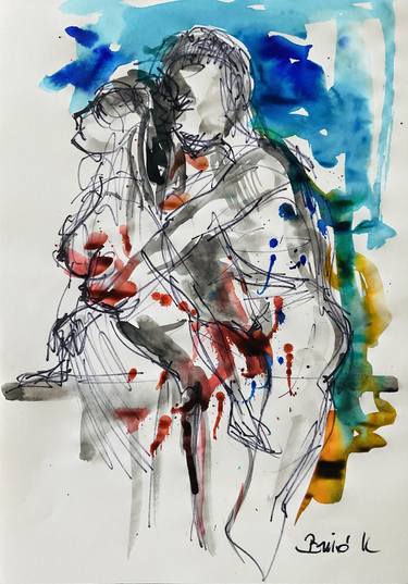 Original Erotic Mixed Media by Konrad Biro