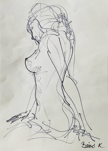 Original Expressionism Nude Drawings by Konrad Biro