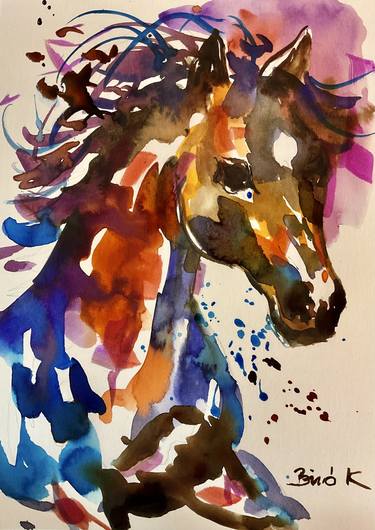Original Expressionism Horse Paintings by Konrad Biro