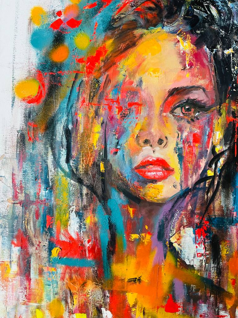 Original Abstract People Painting by Konrad Biro